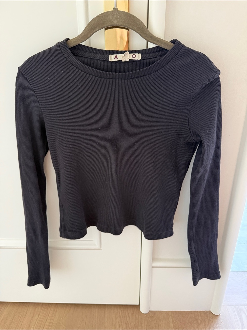 AMO Slim Rib Tee In Black - Picture 2 of 3